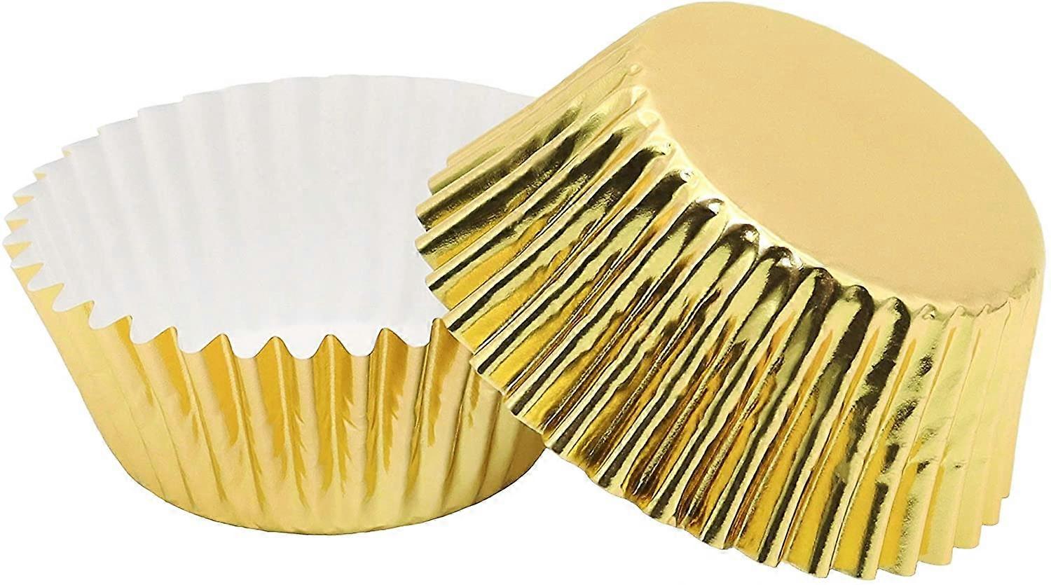 200 Pcs Standard Sized Foil Cupcake Liners Baking Cups (Red)