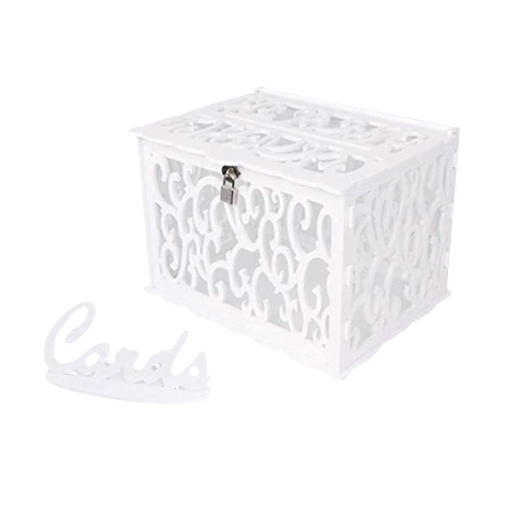 DIY Wedding Card Box with Lock Hollow Envelope Box Gift Holder for Reception