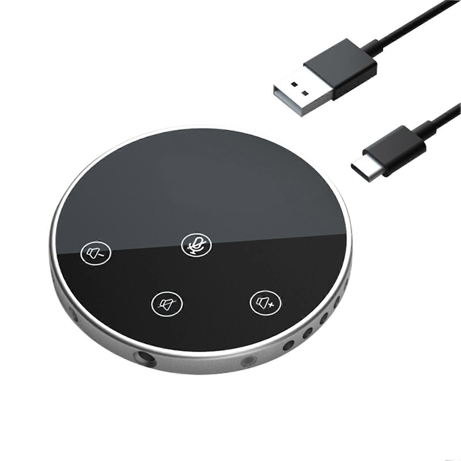 Desktop USB Conference Speakerphone Microphone Touch-Sensor Buttons 360 Omnidirectional Condenser Plug & Play with Speaker