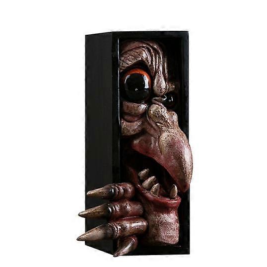 Queenbox Monster Face Bookend Peeping On Personalized Bookshelf Resin Sculpture Horror Bookends