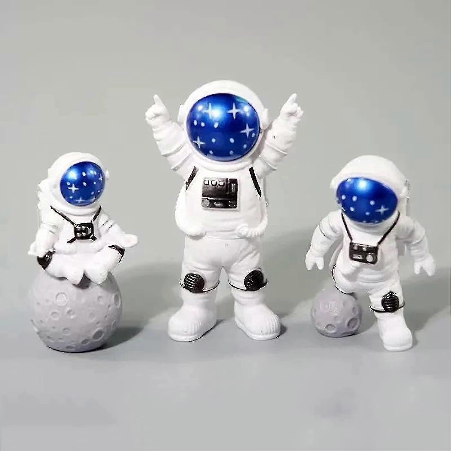 3 adet Astronot Figürinleri Kek Topper Dış Uzay Kek Dekorasyon Uzay Adamı Model Ekran Minyatür Astronot Oyuncakları Seti (yıldız)