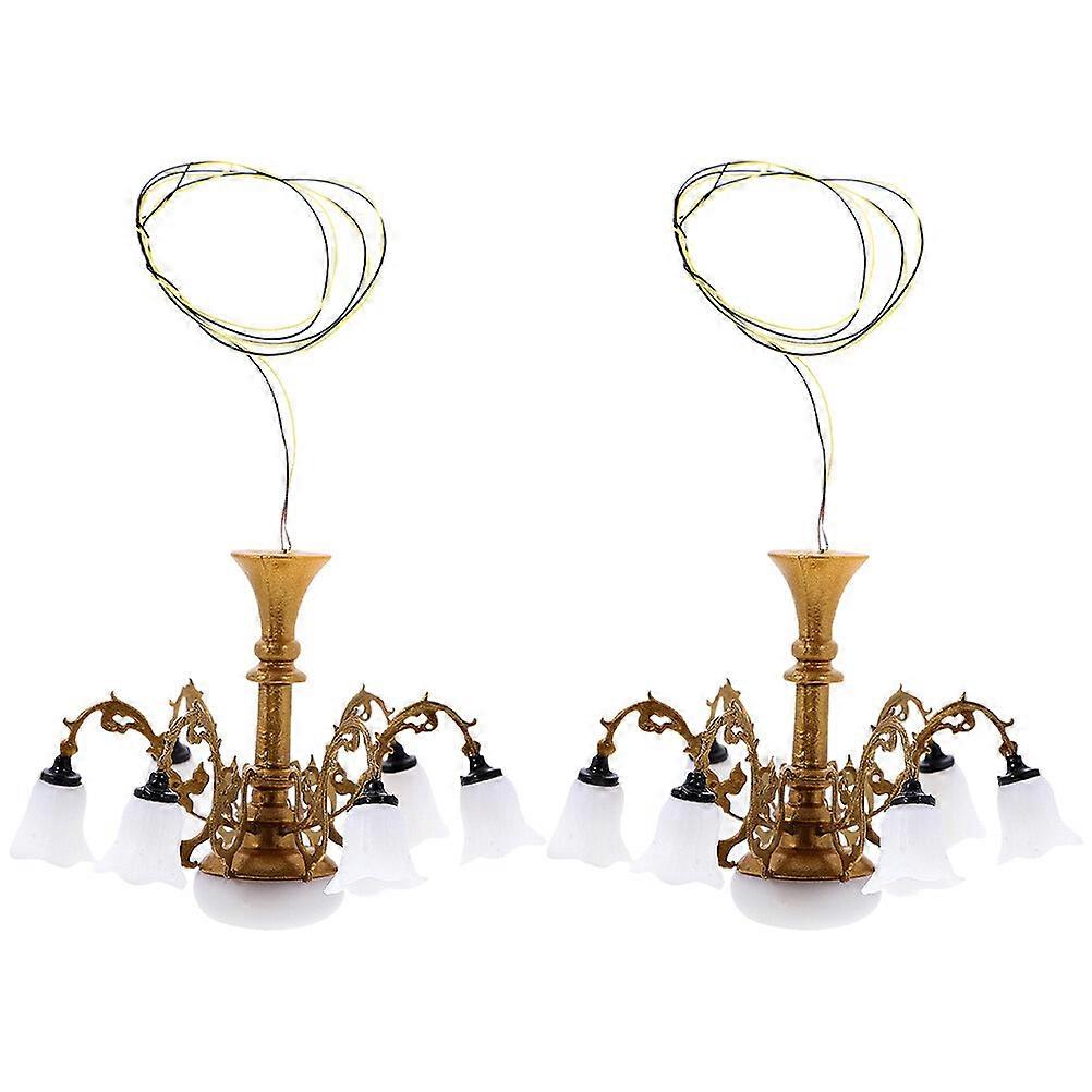2pcs Miniature Model Chandelier Tiny House Ceiling Lamp Sand Table Ceiling Light Model