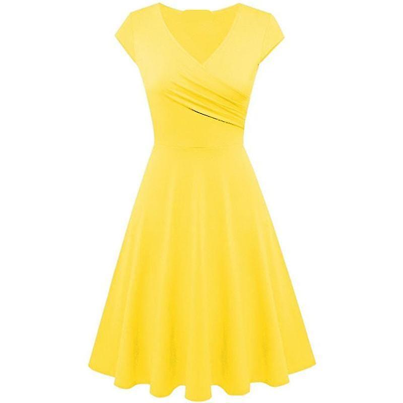Nouvelle Arrivée Femmes À Manches Courtes Robe Portefeuille Pour D'été Solide Partie S-4XL