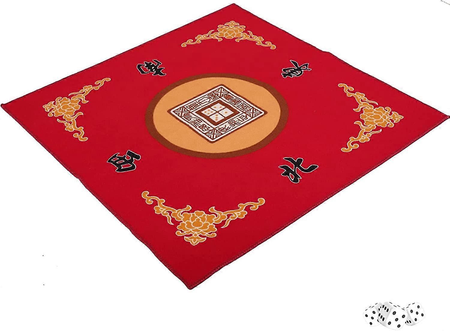 Mahjong Mat with 3 Free Dice for Card & Board Games Non-Slip Mat 31.5" x 31.5" - Blue (A-5-F6)