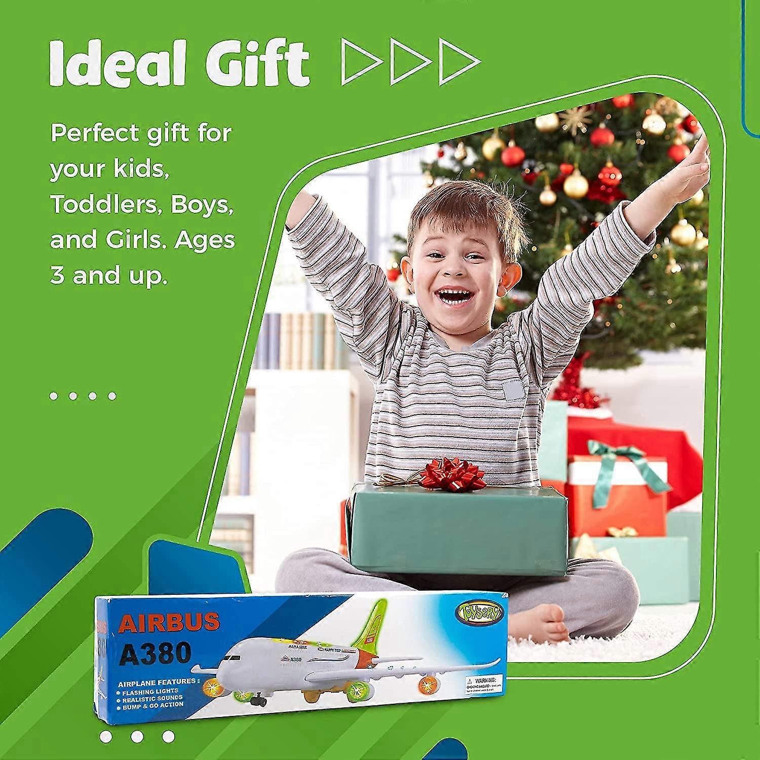 Giocattolo Aeroplano per Bambini con Luci Lampeggianti a LED E Suoni, Giocattolo Educativo per Ragazzi E Ragazze Natale Compleanno Regalo, Giocattolo di aereo elettrico rotabile a 360° (Blu
