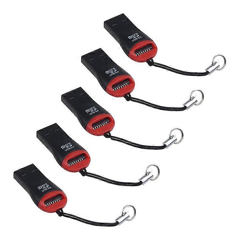 5Pcs Portable USB 2.0 TF Flash Memory Micro SD Card Reader Adapter for Laptop