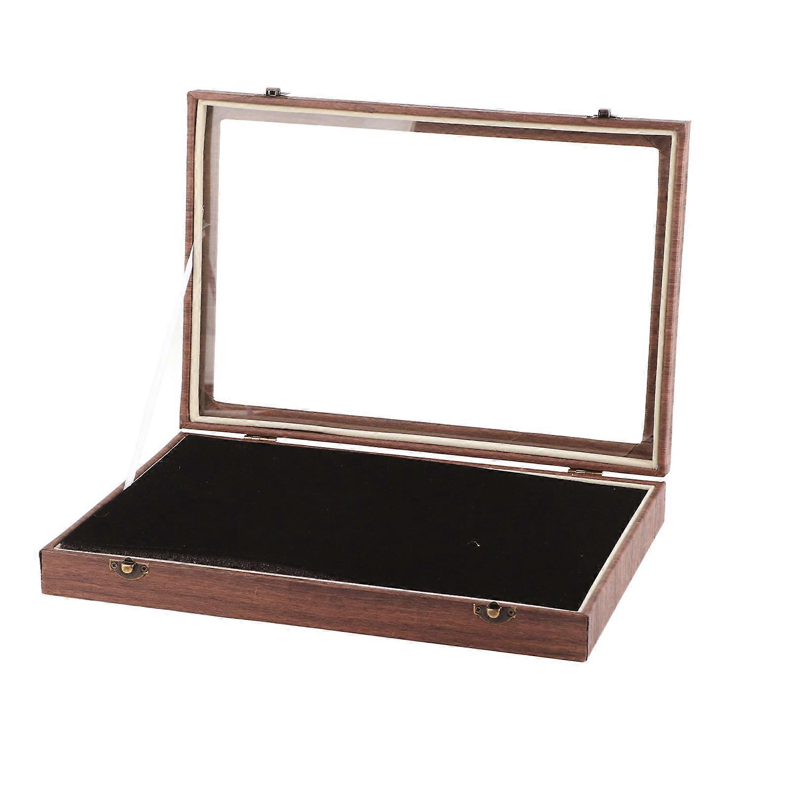 Vetrina a spillo Grande vetro antipolvere in pelle PU nera Ampiamente utilizzato Vetrina per monete per gioielli Badge Medal Display Case