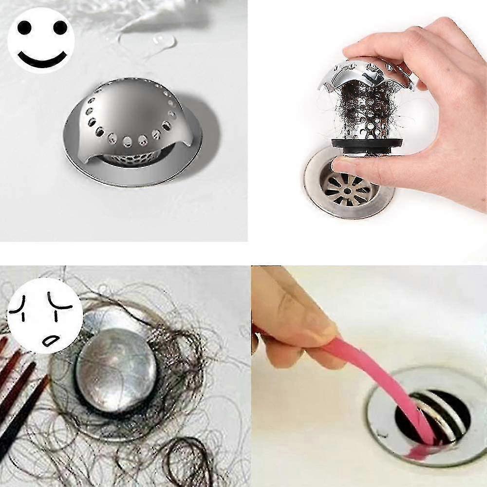 2024 Badekar Si Hair Catcher Rustfrit stål Drain Hair Catcher Filter til badekar Assorterede Afløbsstørrelser