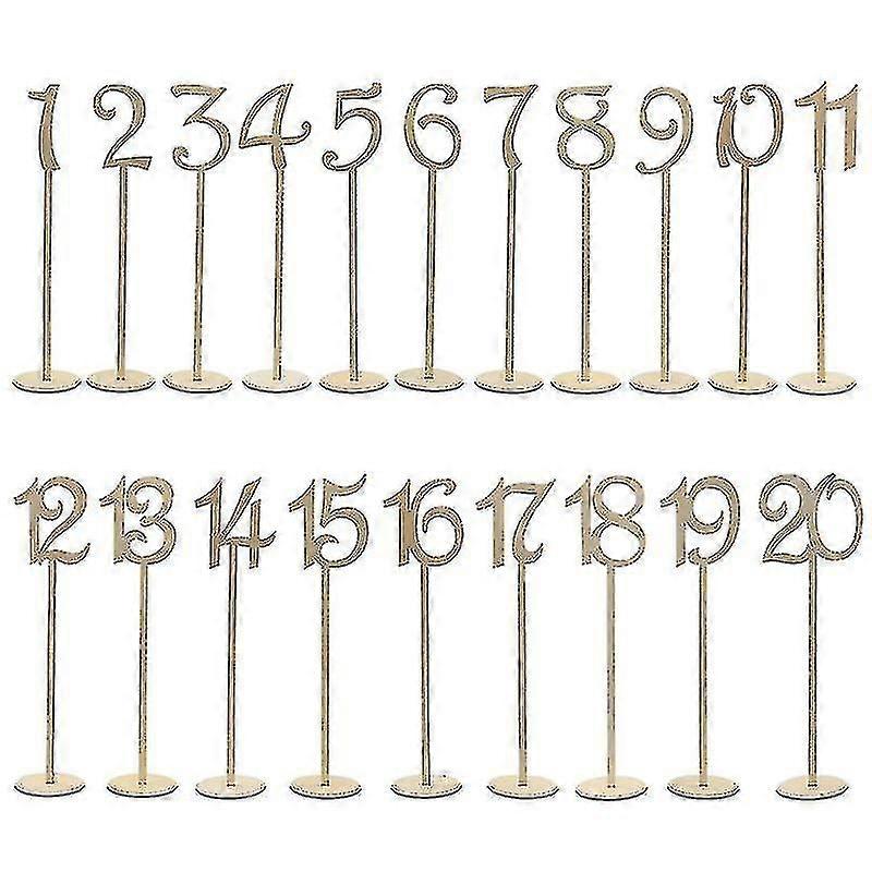 20pcs 1-20 Wooden Table Numbers With Holder Base