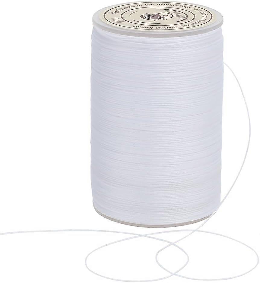 DIY 175 Yards/160m White Waxed Polyester Cord 0.3~0.4mm Twisted Sewing Waxed Thread Polyester Cord Stitching Thread Cord Wax String with Spool for Bra