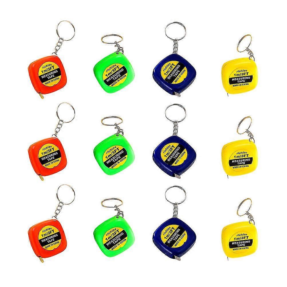 24pcs Small Retractable Tape Measure Pendant Portable Square High Precision Tape Measure With Key Ring (assorted Color)