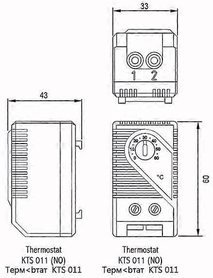  KTS011 0-60 Compact Mechanical Thermostat Sensor Temperature Controller NEW
