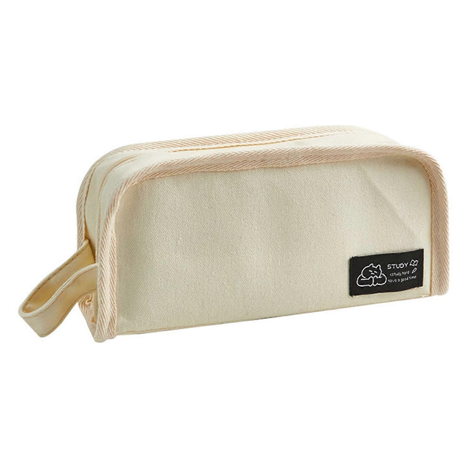 Pencil Case with Handle Easy to Carry Zipper Closure Mesh Pocket Multi Compartment Boys Girls Canvas