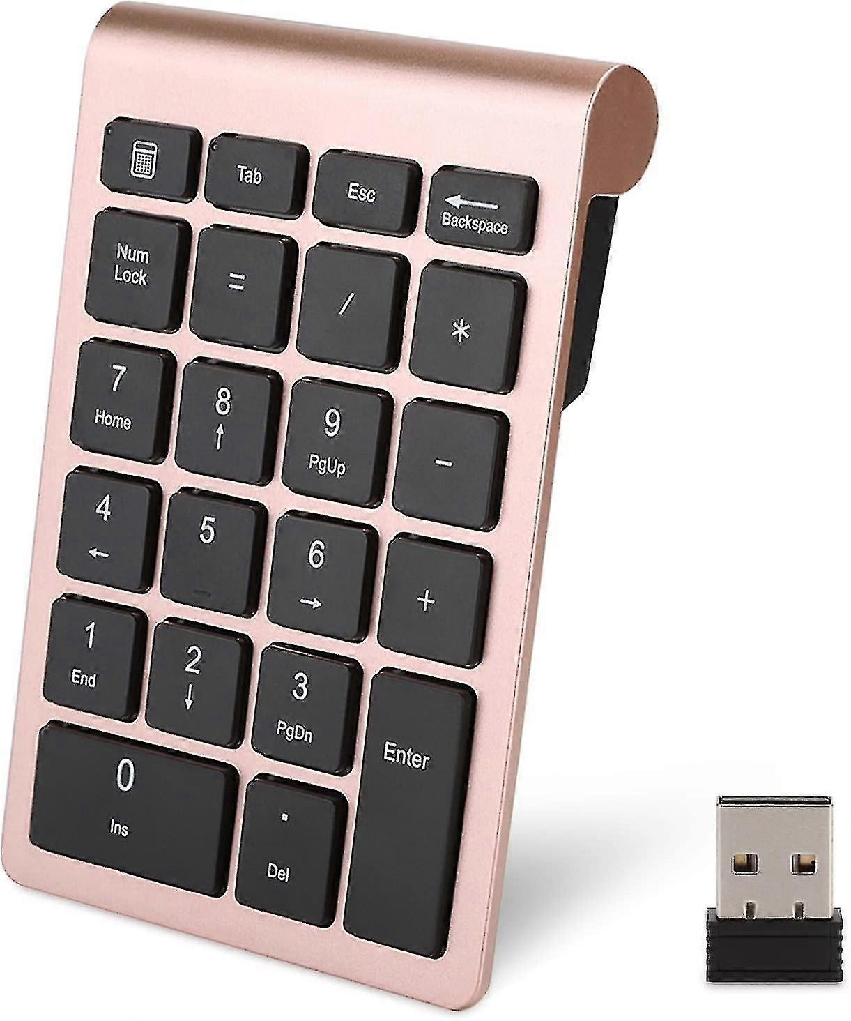 Portable Wireless 2.4g Number Field With Usb Receiver, 22 Key Mini Numeric Pad For Laptop(rose Gold)