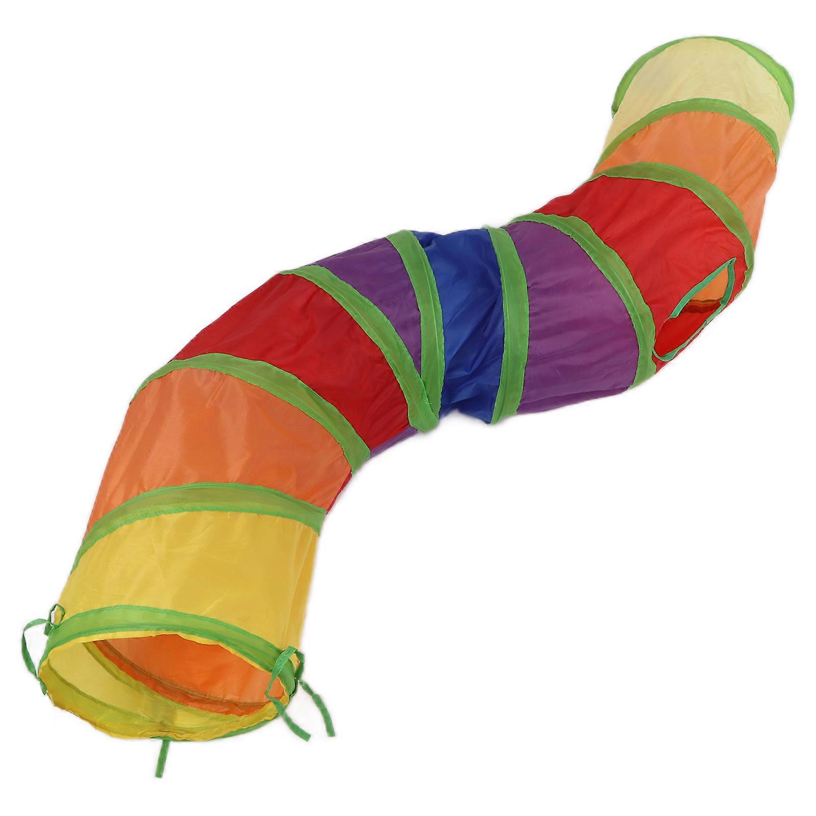 Pet Tunnel Iridescent Foldable Cat STunnel with Interactive Ball and 4 Doors for Puppy Kitten Bunny