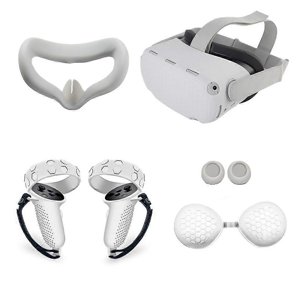 Quest 2 VRアクセサリー:最大限の安全性を実現する耐久性のある白いシリコンケースセット
