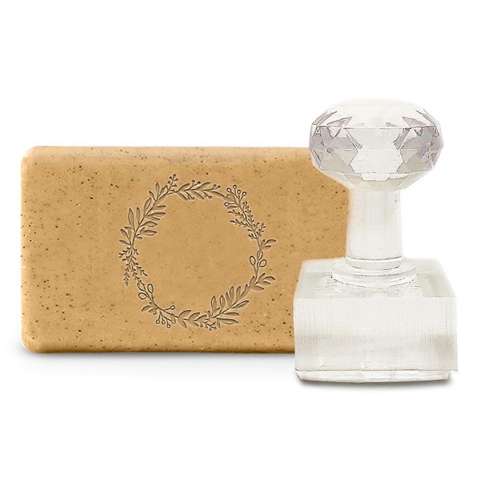 Handmade Soap Stamp Wreath Acrylic Soap Stamp with 1.57" Removable Handle Embossing Soap Stamps Soap Making for Cookie Clay Pottery Biscuits Gummier D