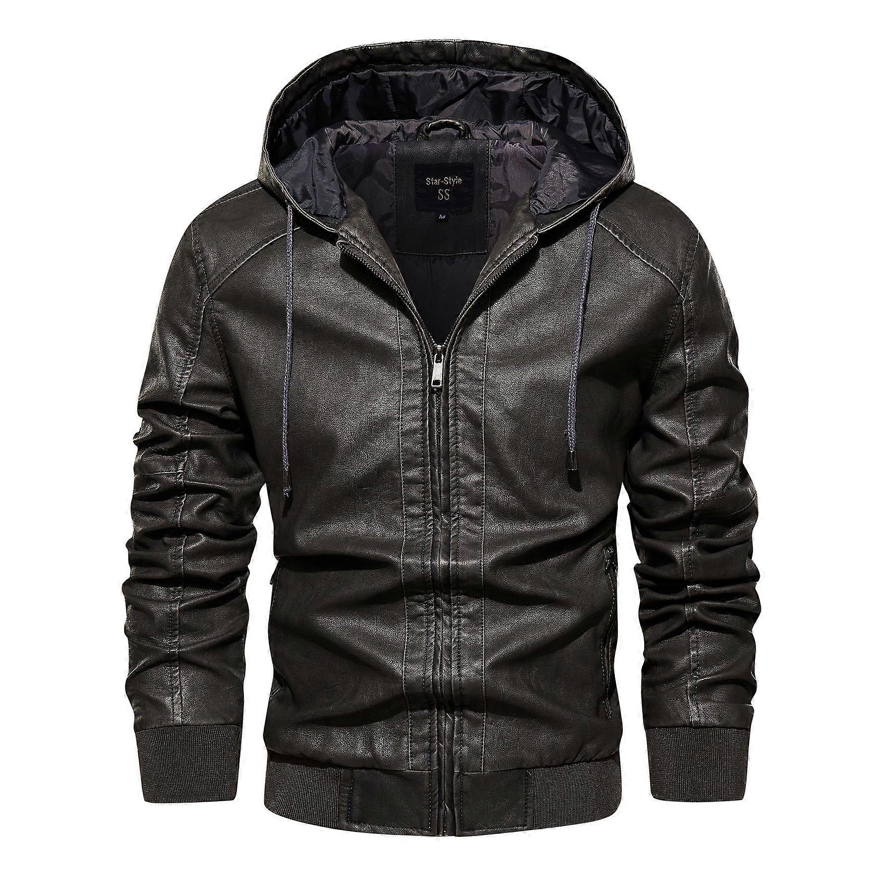 Spring and Autumn men's leather coat solid color coat