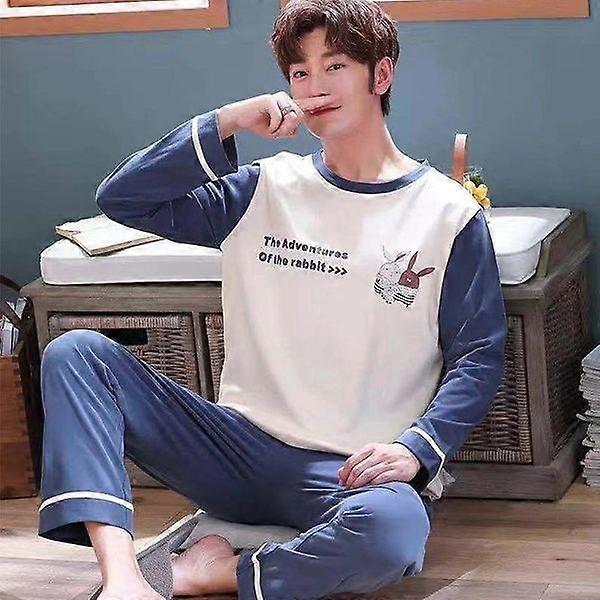 Mäns modepyjamas toppar pullovers stretch midja byxor pyjamas hem slitage