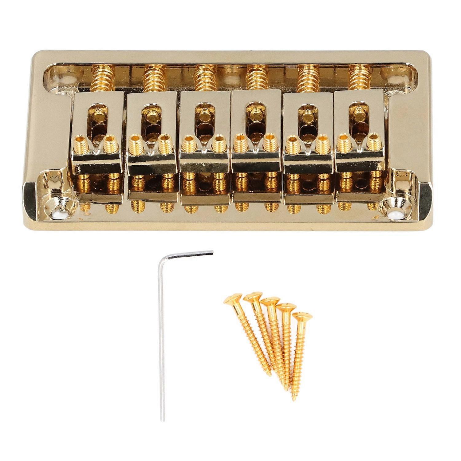 6 String Electric Guitar Bridge Kit Brass Through Body Non Tremolo Guitar Bridge with Wrench for St