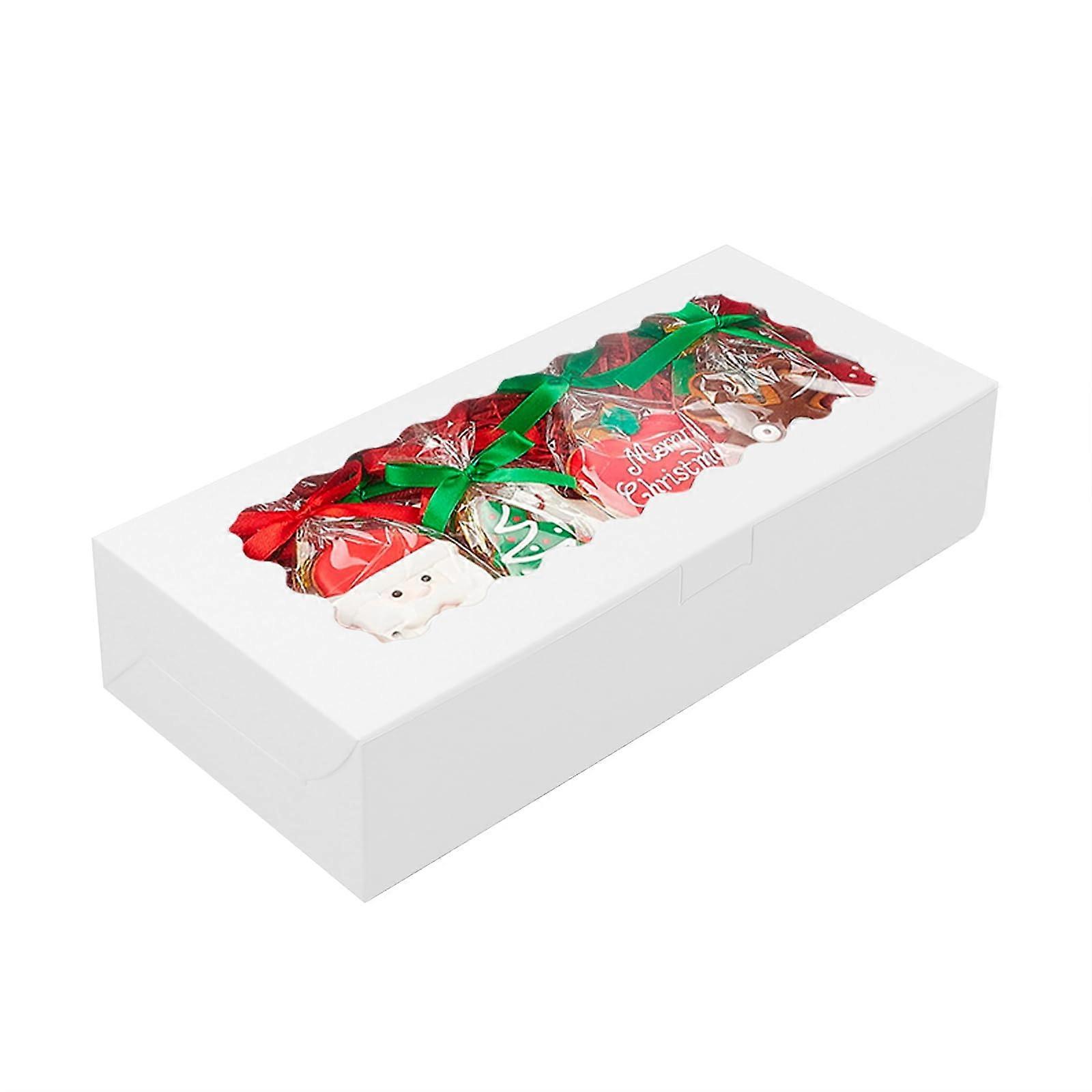 24PCS Auto-Popup Cookie Boxes with Clear Lid, Gift Box with Window for Treats and Strawberries (White)