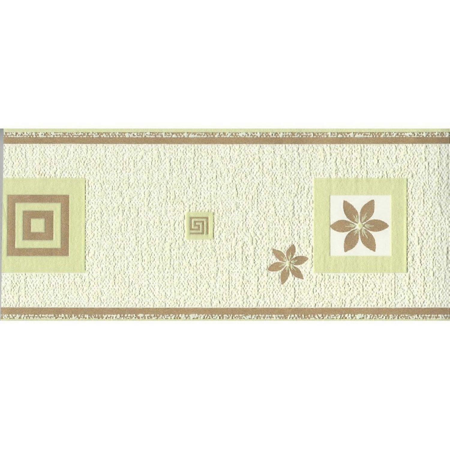 AS Creation Gold Flowers and Geometric Shapes Green Border