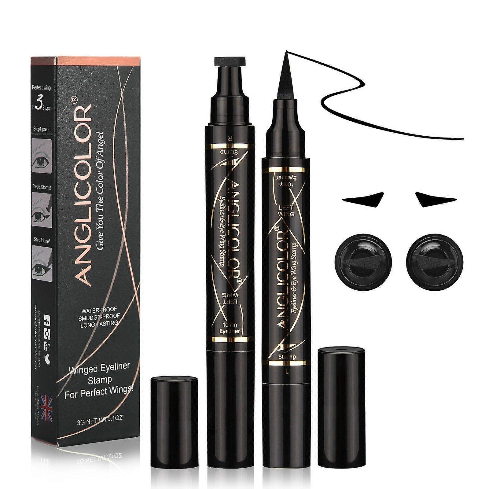 Anglicolor Eyeliner Durable, 2 Pens Eyeliner Stamp Quick Drying, Eyeliner Waterproof, for Beginners, SmudgeProof, Simple Cat Eye Makeup Tool (10 mm St