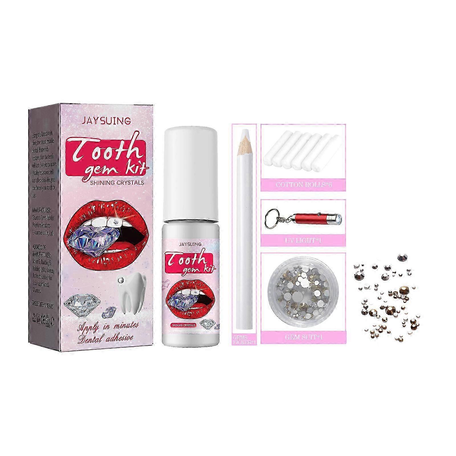 Jaysuing Zahn Gem Kit Zubehör Einfach zu entfernen und einfach zu installieren Kristall Zahnbohrer Zahn dekorativ Glitter s