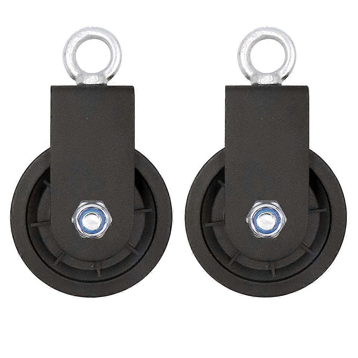 Swivel Pulley Block, Single Pulley Block with U-Mount Bracket Swivel Lifting Pulley Roller Wheel for Wire Rope Cable Pulley Strength Training, 2PCS