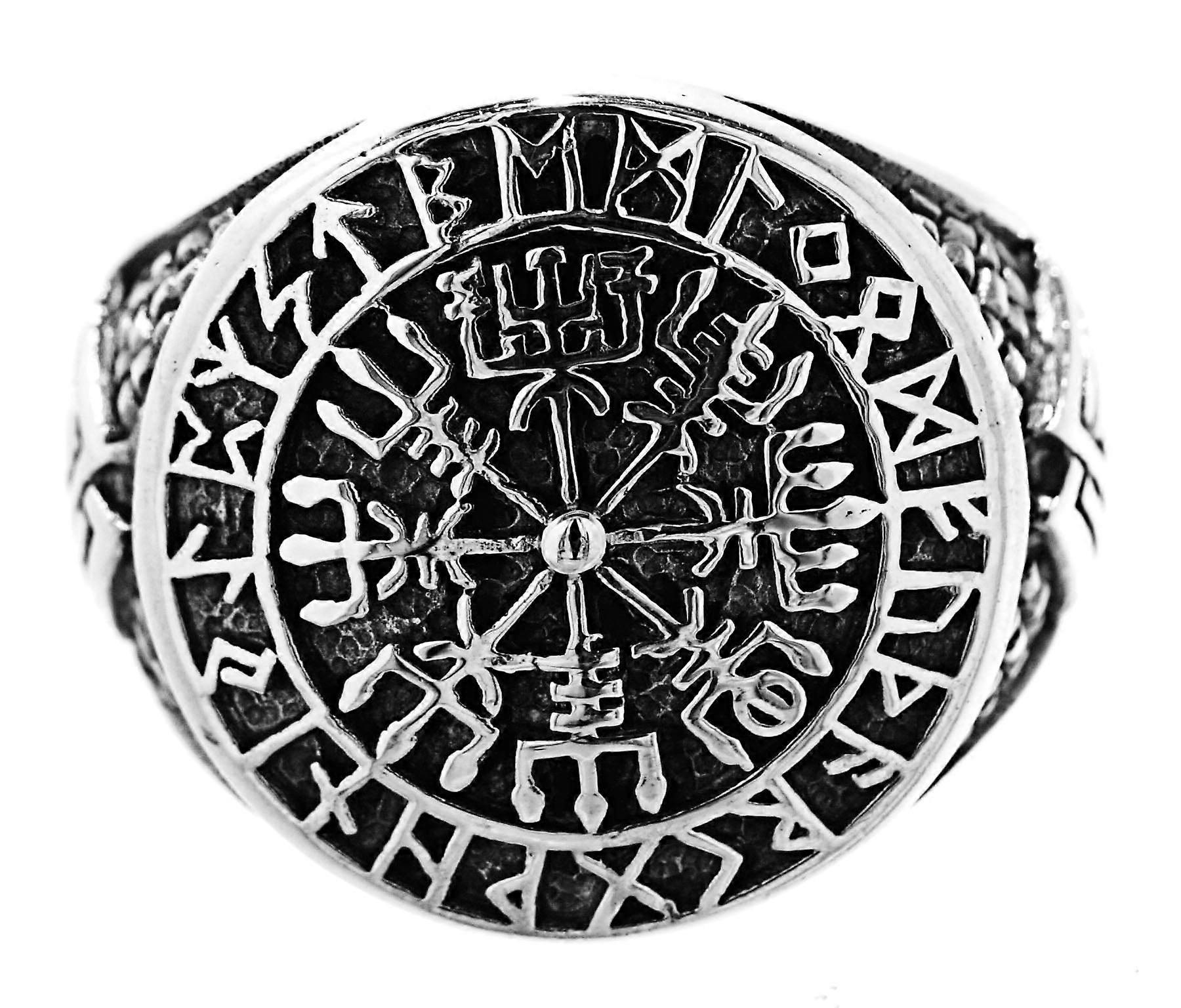 Ring Wikingerkompass Vegvisir, Gr. 56-76 (wiko2) - Silber