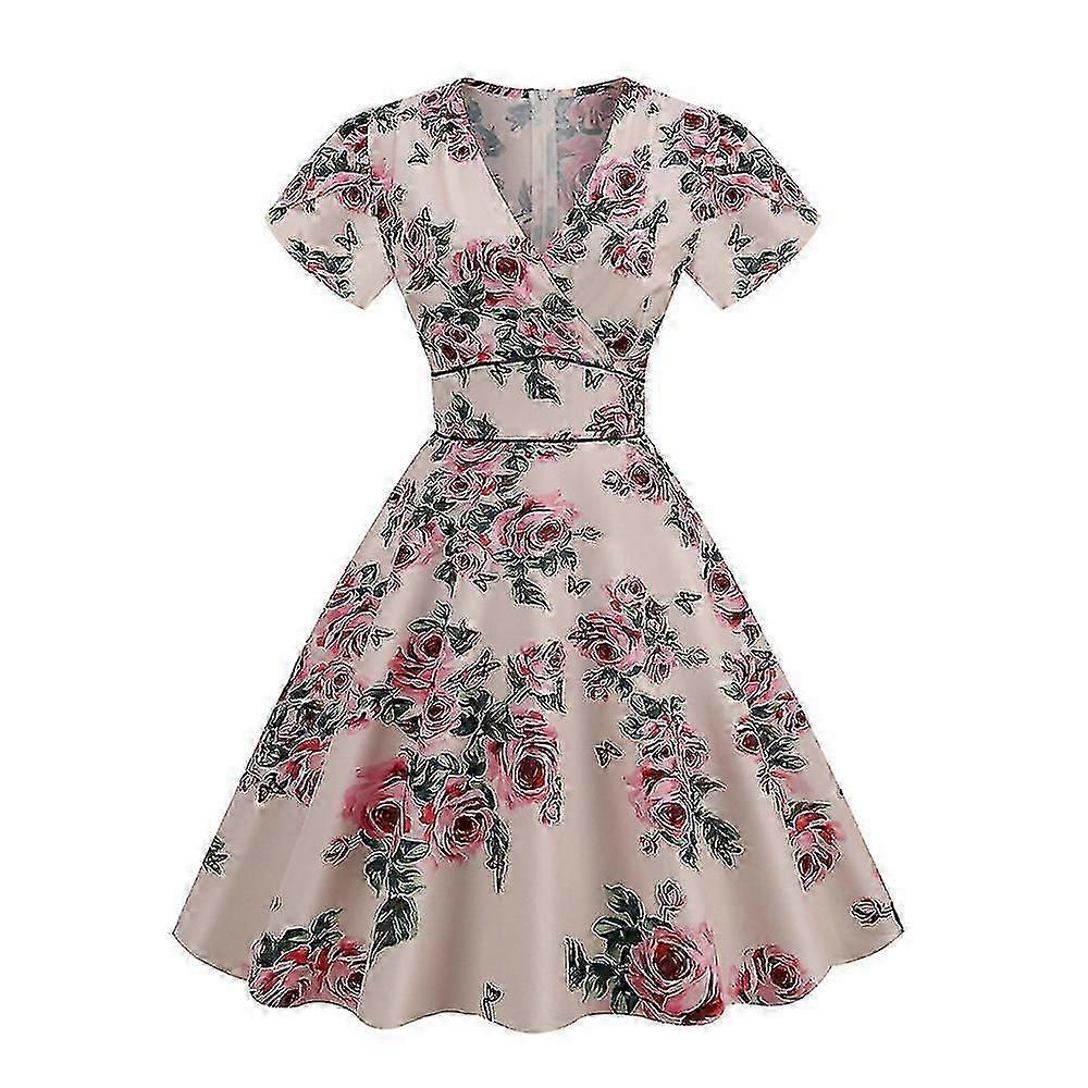 Femei Wrap V-gât Retro anii '50 '60 Rochie cu maneca scurta de vara Polka Dot Swing Rochii