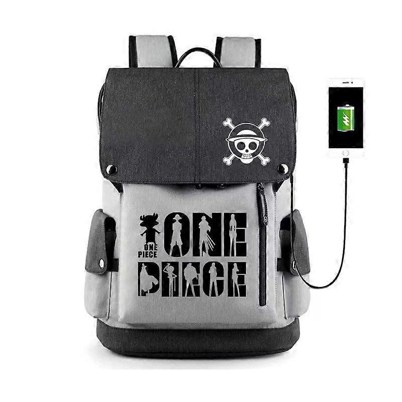 One Piece Backpack Anime School Bag USB Computer Bag