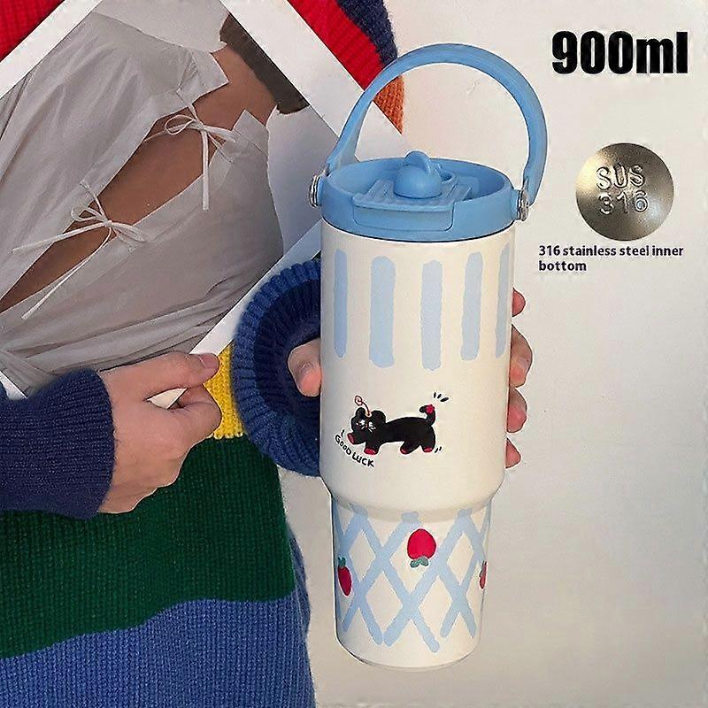 30oz Water Bottles for Hot and Cold Drinks,18/10 Stainless Steel Insulated Water Bottle with Lid-Blue