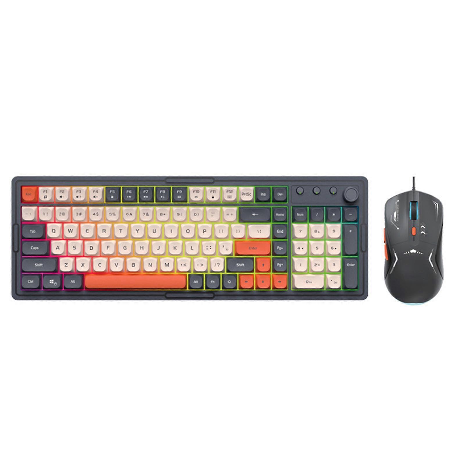 Plugs and Play Wire Keyboard and Mouse Set with Comfortable Keystrokes Clear Characters for Gamers Office Workers Use slightly bright