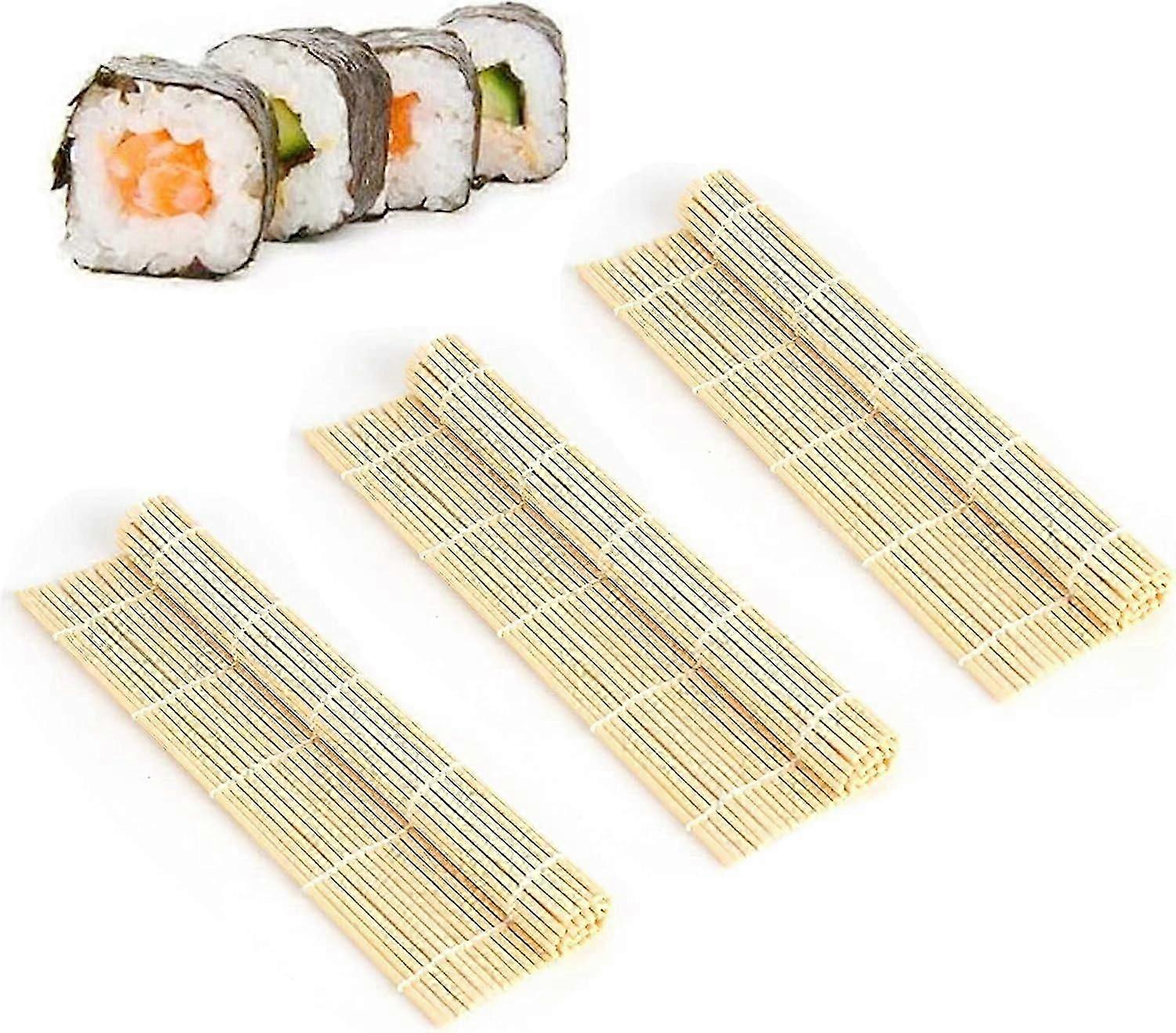 3 Pcs Sushi Rolling Mat, 9.5x9.5 Inch Square Sushi Roller for Sushi Making