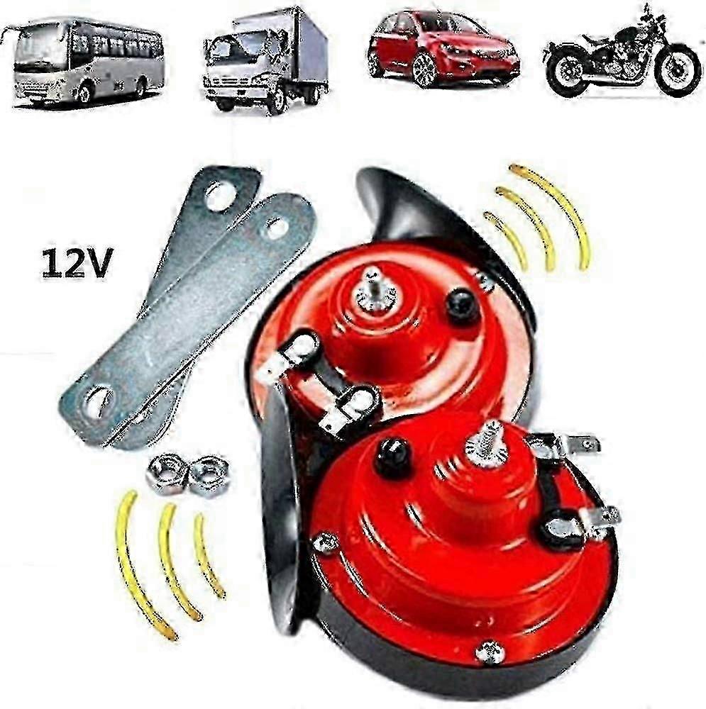 300db For Trucks,loud Air Horn Electric Snail Double Horn, 12v Waterproof Car Horn Kit Double Horns Raging Sound For Trucks, Cars