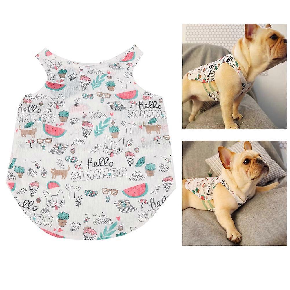 Dog Cooling Vest for French Bulldog, Polyester Summer Apparel with Cute Watermelon Pattern, Size Small