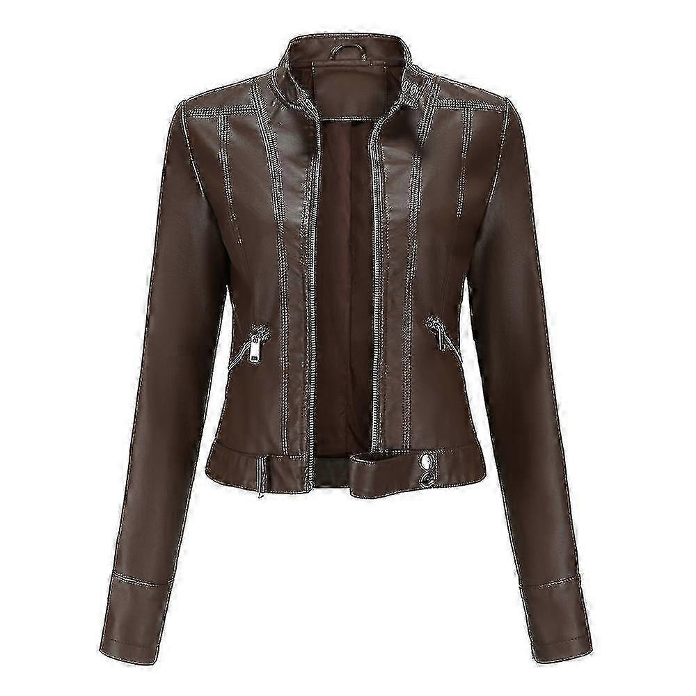 Veste en cuir pour femmes casual zipper regular-fit