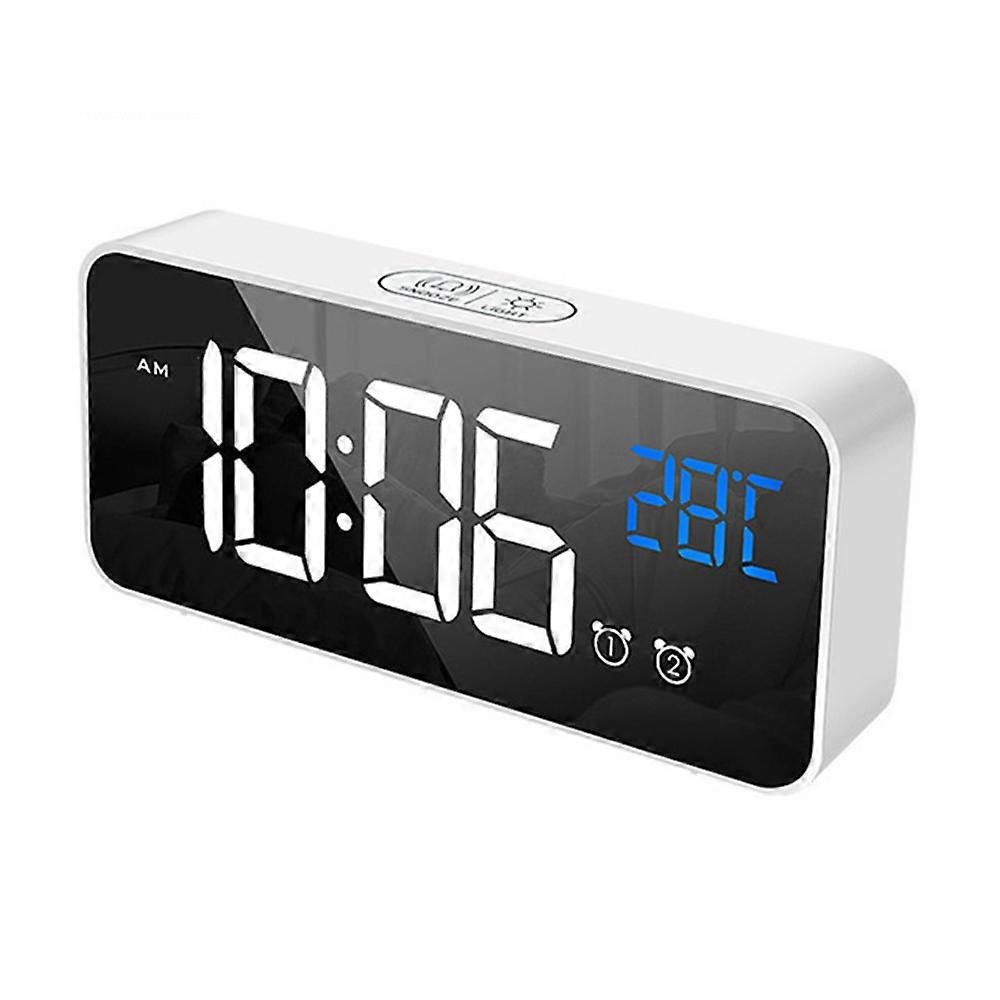 Eco-Friendly Clock Design, Rechargeable Battery for Sustainable Power, Large LED Mirror for Clear Time Display, Easy-to-Use Buttons for Quick