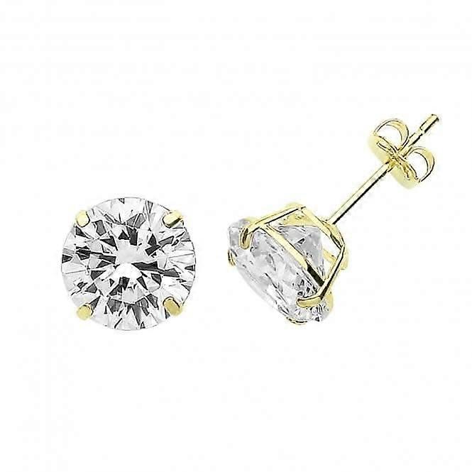 9ct Yellow Gold Zirconia Stud 8Mm ES715