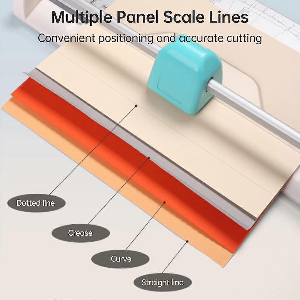 KWTRIO Paper Cutter 300mm Width Paper Trimmer Multi Purpose with 4 Cutting Heads Straight Lines/ Curves/ Dotted Lines and Folding Line Cutting with