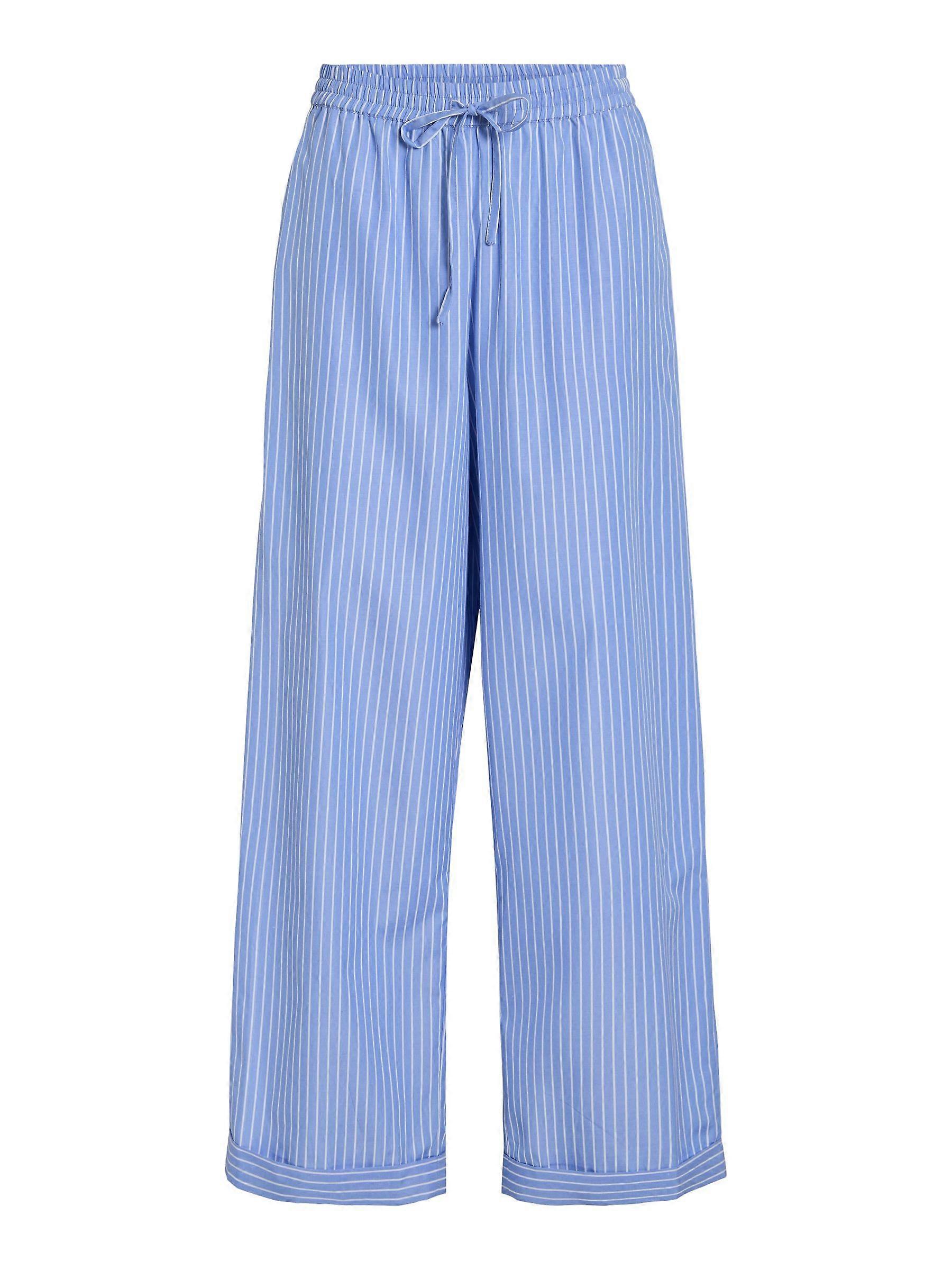 Striped Women's Palazzo Leisure Trousers with Drawstring and Elastic Waistband