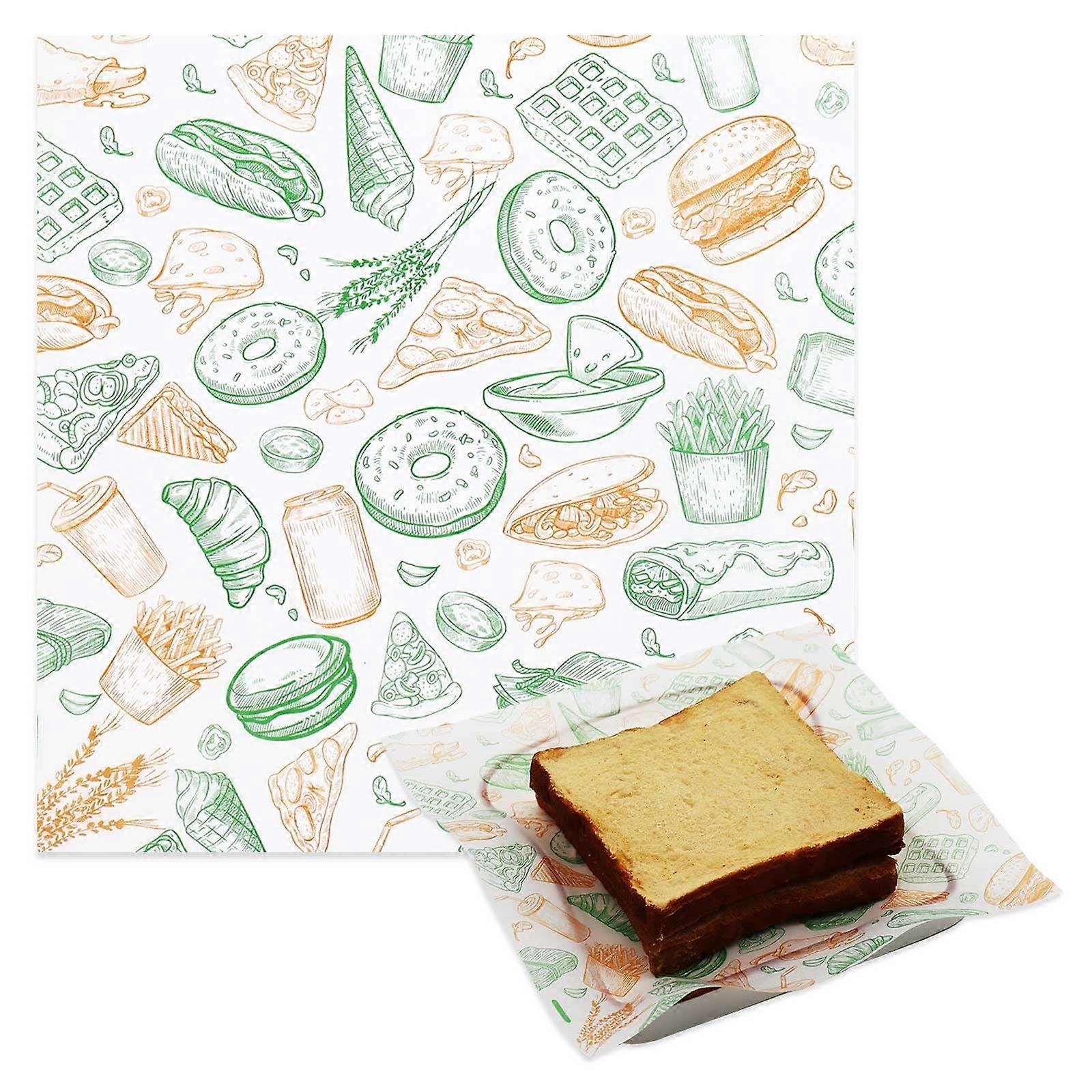 300 pcs Deli Paper Sheets Wax for Paper Food Grease Resistant Bakery 8''x8''