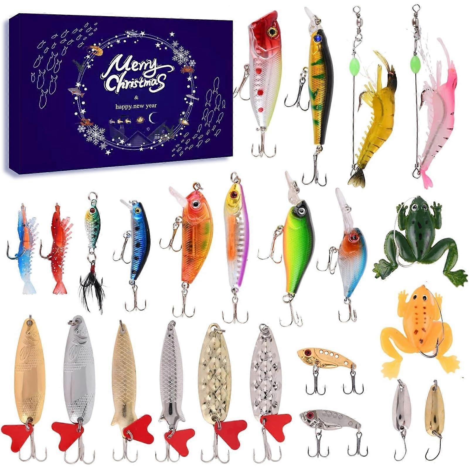 Fishing Advent Calendar 2024 - 24-Day Fishing Lure Set for Freshwater and Saltwater Fishing for Men and Dads
