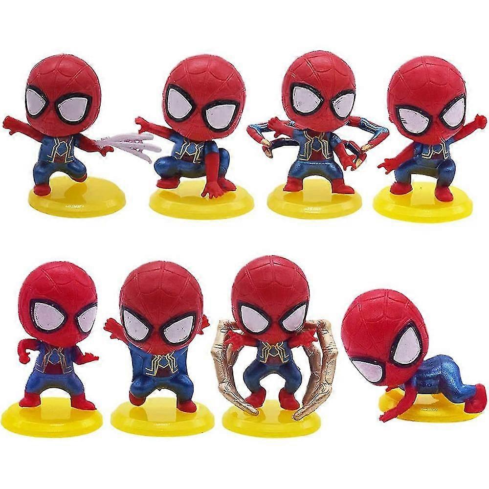 8pcs Spider-man Mini Action Figures Toys For Kids, Superhero Theme Cake Toppers Birthday Party Decorations And Supplies Table Decor