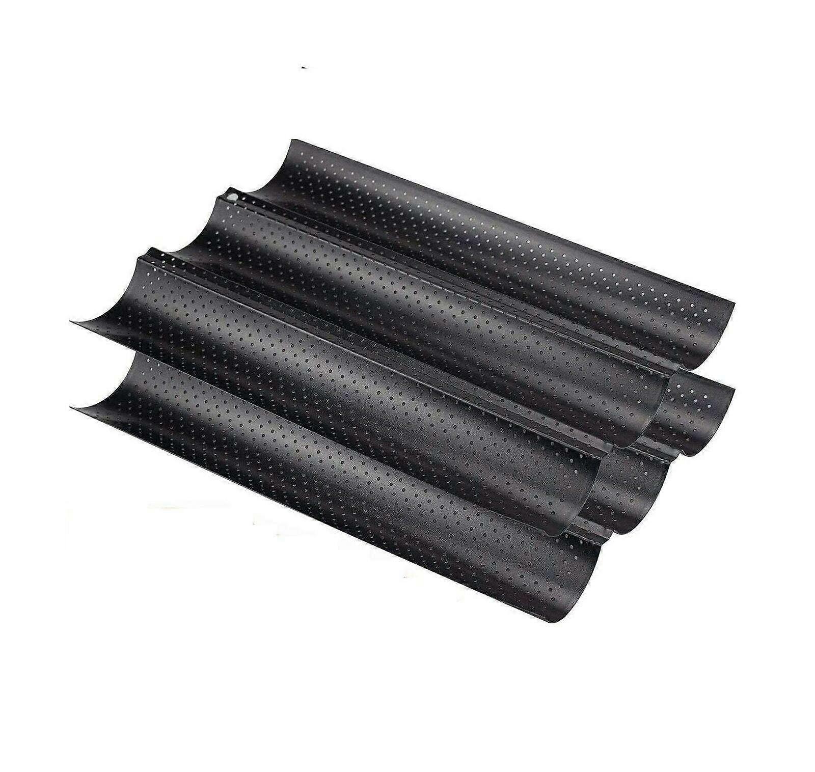 Perforated Baguette Pan Set - 2 Pack Non-Stick Baking Tray for Artisan Bread, 15 Inch, Durable Steel Construction