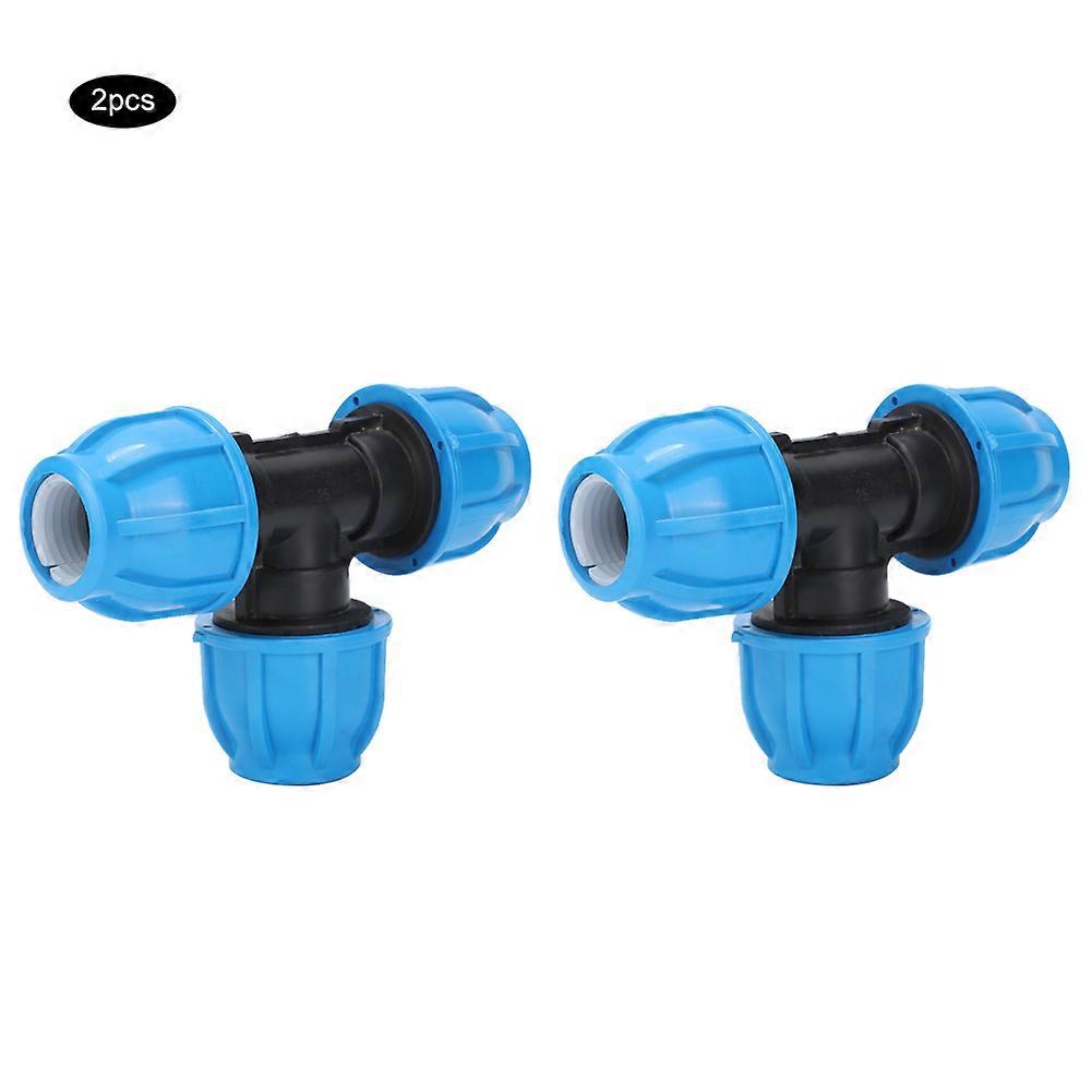  2Pcs PE Plastic Water Pipe Fitting Accessories Tee Connector <br>