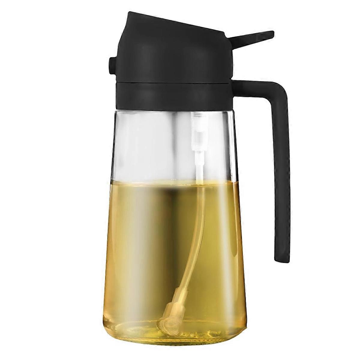 2-in-1 Glass Oil Dispenser, Suitable for Kitchen Cooking and Air Fryer Accessories, Push-Type Witho