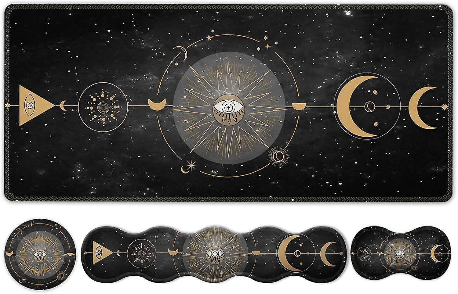 Keyboard Mouse Pad Set, Large Gaming Mouse Pad + Keyboard Wrist Rest + Mouse Pad with Wrist Support + Coaster