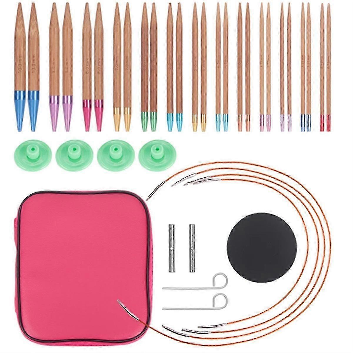 13 Pairs Interchangeable Bamboo Circular Knitting Needles Set (2.75mm10mm) A Great Gift for Weaving Enthusiasts